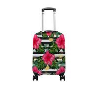 hihihihihihihihi Funda para equipaje de elastano, protector de viaje con texto en inglés "Say Hello to Summer", funda lavable para equipaje M de 22 a 24 pulgadas, Flores tropicales, hojas de palma,