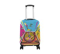 hihihihihihihihi Funda para equipaje de elastano, protector de viaje, diseño de música colorida, tocadiscos, lavable, para equipaje de 26 a 28 pulgadas, Tocadiscos con diseño musical colorido y
