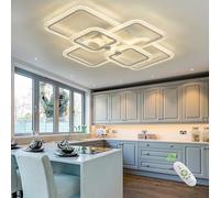 HIHIHOMY Lámpara De Techo Moderna Led Con 6 Luces De Techo Led Acrílicas Con Marco De Cristal Cuadrado, Regulable Con Control Remoto, 3000 K-6500 K,Montaje Empotrado,Lámparas De Techo Led Para Cocina