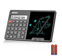 HIHUHEN Calculadora con bloc de escritura, fuente de alimentación dual solar y batería, calculadora de pantalla grande de 12 dígitos para uso comercial y de oficina (negro)