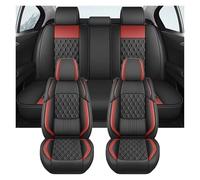 HIIAW Juegos Cubreasientos Juego Completo De Fundas Asiento Coche PU Transpirables para Hyundai para Teana para J32 para Note para E12 para Rapid para W204(Red)