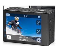 Hiicam Cámara de acción 5K 30FPS impermeable cámara submarina de 131 pies con aplicación WiFi EIS control remoto tarjeta de 64 GB gran angular de 170° casco deportivo bicicleta video negro carbón sin