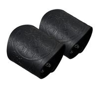HiiFeuer 2 piezas Vikingo en relieve pulsera de cuero de imitación, Norse Retro pulsera, nórdico Mjolnir Vegvisir Patrón Pulsera brazalete.(Vegvisir Negro)