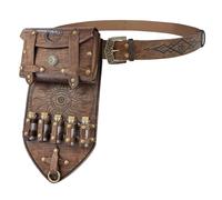 HiiFeuer 3PCs Alquimia Medieval Cinturón de Cuero de imitación Set con 7 frascos de poción de Corcho, Fantasía en Relieve Mago Cinturón(Marrón A)