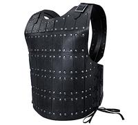 HiiFeuer Armadura Medieval de Cuero Tachonado, Armadura Vintage Mercenary de Piel sintética, Armadura de Pecho Ajustable para Larp Costume& REN Faire (Negro A)