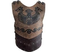 HiiFeuer Armadura Pectoral vikinga de Piel sintética, Retro Caballero Medieval Armadura de Cuero para Larp/Cosplay (Marrón B)