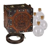 HiiFeuer Bolsa cruzada de alquimista medieval, caja de pociones remachada de cuero en relieve con botellas, caja de almacenamiento de mago para Ren Faire (marrón A)