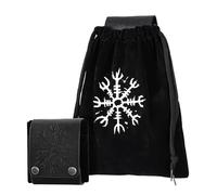 HiiFeuer Bolsa de Forrajeo Medieval con Grabado en Relieve, Riñonera Plegable Senderismo Portátil para Fiestas Renacentistas (Negro A)