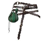 HiiFeuer Bolso de hojas renacentistas con cinturón medieval, bolsa de dados con decoración de bagladybug, accesorios de vestido élfico para LARP Ren Faire Halloween, Marrón (Brown C)
