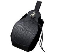 HiiFeuer - Cartera Medieval de Piel sintética, Monedero portátil con cordón，Riñonera Vintage Bolsa de Dados para Larp REN Faire (Dragon Negro)