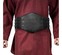 HiiFeuer Cinturón de armadura vikinga piel sintética con relieve; correa ancha de estilo nórdico o de caballero medieval para disfraces de juegos de rol en vivo（Negro A）