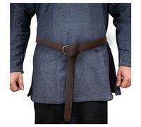 HiiFeuer - Cinturón medieval con anillo de cuero PU, cinturón con remaches retro renacentista para LARP, Ren Faire y Halloween (Marrón A)