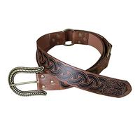 HiiFeuer Cinturón Nórdico Piel Sintética y Estilo Medieval Para Caballero, Con Hebilla y Diseños en Relieve, Para Juegos de Rol, Cosplay y Halloween (Marrón A)