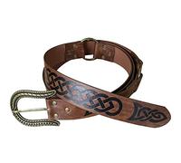 HiiFeuer Cinturón Nórdico Piel Sintética y Estilo Medieval Para Caballero, Con Hebilla y Diseños en Relieve, Para Juegos de Rol, Cosplay y Halloween (Marrón B)