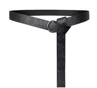 HiiFeuer - Cinturón O Ring de cuero PU en relieve medieval, Cinturón de caballero renacentista retro (Negro B)