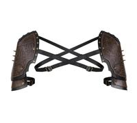 HiiFeuer Cubrehombros medieval de piel sintética doble, armadura de hombro de caballero mercenario vintage para LARP/Cosplay Ren Faire, marrón (Brown E), Large