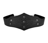HiiFeuer Diadema medieval de piel sintética en relieve, diadema ajustable retro renacentista, accesorios de disfraz de cosplay para LARP (negro C)