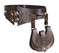 HiiFeuer Faja de cintura de piel sintética de fantasía, con remaches medievales, estilo punk, gótico, accesorios de cosplay para Halloween, LARP Ren Faire, marrón (Brown A)