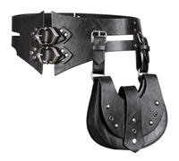 HiiFeuer Faja de cintura de piel sintética de fantasía, con remaches medievales, estilo punk, gótico, accesorios de cosplay para Halloween, LARP Ren Faire, negro a