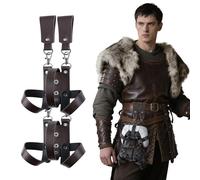HiiFeuer Faux Leather Vintage Geek Game Controller Holster, Portable Belt Carrier Controller Stand Adaptable Handle Gaming (Dark Brown A)