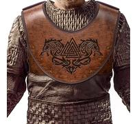 HiiFeuer Fenrir Vegvisir Armadura de Pecho de Piel sintética en Relieve, Armadura de Pecho de Guerrero Vikingo, Armadura de Caballero Medieval para Actividades de Cosplay Larp (Fenrir)