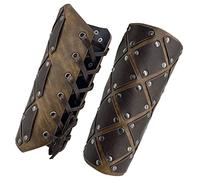 HiiFeuer Guardabrazos Para Brigantina Medieval, Guantelete de Piel Sintética de Mercenario, Guardabrazos Vintage de Caballero Renacentista Para Rol en Vivo y Ferias Renacentistas (Marrón B)