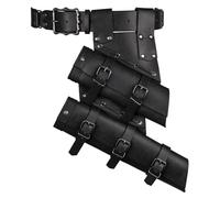 HiiFeuer Juego de 2 Piezas de Portaespadas Doble Medieval con Cinturón Ajustable, Fundas y Soportes para Espadas Renacentistas, para Cosplay y Fiestas Medievales (Negro A)