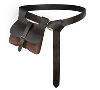 HiiFeuer Juego de 2 riñoneras Medievales. Riñonera de Piel sintética con Hebilla y Bolsillo Lateral extraíble, de Estilo renacentista, Ideal para Festivales Medievales y Cosplay(marrón A)
