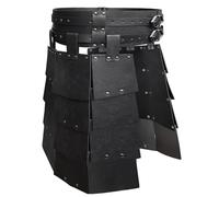 HiiFeuer Medieval de cuero de imitación cinturón ancho muslo Armadura, Retro Doble Lados Cintura Armadura, Mercenario y Caballeros Falda Armadura para LARP (Negro A)