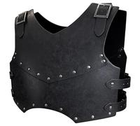 HiiFeuer Medieval de cuero de imitación de pecho Armadura, Retro Mercenario Caballero Arquero Cuerpo Armadura, Pecho Armadura Ajustable para LARP Disfraz&Ren Faire (Negro A)