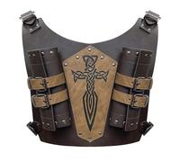 HiiFeuer Medieval de cuero de imitación en relieve Doble Espalda Espada Rana, ajustable Renacimiento Caballero Mercenario Espada Funda (Marrón A)