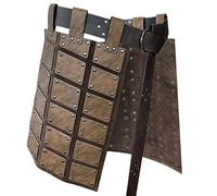 HiiFeuer Medieval de cuero de imitación muslo Armadura, Retro Doble Lados Cintura Armadura Con Cinturón, Mercenario y Caballeros Falda Armadura para LARP Disfraz (Negro A)