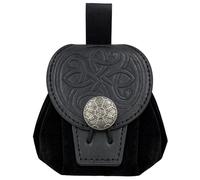 HiiFeuer Medieval en Relieve de Cuero de imitación Bolsa de Cinturón, Retro Renacimiento Bolsa de Cinturón Portátil Monedero Dados Bolsa para Larp REN Faire（Negro B）