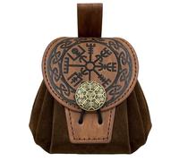 HiiFeuer Medieval en Relieve de Cuero de imitación Bolsa de Cinturón, Retro Renacimiento Bolsa de Cinturón Portátil Monedero Dados Bolsa para Larp REN Faire（Marrón A）