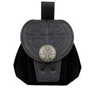 HiiFeuer Medieval en Relieve de Cuero de imitación Bolsa de Cinturón, Retro Renacimiento Bolsa de Cinturón Portátil Monedero Dados Bolsa para Larp REN Faire（Negro C）