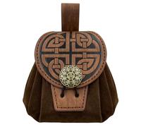 HiiFeuer Medieval en Relieve de Cuero de imitación Bolsa de Cinturón, Retro Renacimiento Bolsa de Cinturón Portátil Monedero Dados Bolsa para Larp REN Faire(Marrón C)