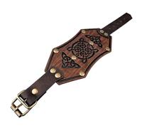 HiiFeuer - Pulsera de piel sintética Viking Runes, pulsera retro nórdica, brazalete con hebillas nórdicas, L, Cuero sintético, No es una piedra preciosa