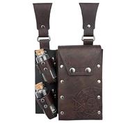 HiiFeuer Riñonera de piel sintética de Alquimia medieval con viales de poción de corcho, bolsa de cintura de mago de fantasía para LARP Ren Faire, Marrón B