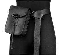 HiiFeuer Riñonera medieval de piel sintética estilo renacentista vintage, riñonera, riñonera para cosplay, Negro, Estilo A