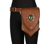 HiiFeuer Riñonera medieval de piel sintética para cosplay ajustable, riñonera renacentista para LARP, Braun A.