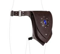 HiiFeuer Riñonera medieval de piel sintética para cosplay ajustable, riñonera renacentista para LARP, Marrón Oscuro A