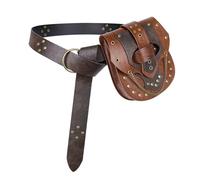 HiiFeuer Riñonera Steampunk con Remaches y cinturón, riñonera Vintage Punk, riñoneras portátiles para Cosplay (marrón A)