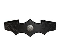 HiiFeuer Tocado Medieval de Cuero de imitación en Relieve, Diadema Retro Renacentista Ajustable, Accesorios de Disfraz de Cosplay para Larp(Negro B)