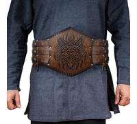 Hiifeuer Viking Armor de cintura en relieve Nrdica Faux Corturn ancho Cors Medieval Corset Cors para disfraz de LARP (Brown B)