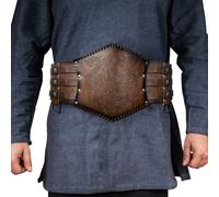 Hiifeuer Viking Armor de cintura en relieve Nrdica Faux Corturn ancho Cors Medieval Corset Cors para disfraz de LARP (marrn a)