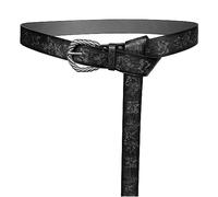 HiiFeuer - Viking Fenrir cinturón con hebilla de piel sintética en relieve, Cinturón de Caballero Medieval (Negro)