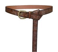 HiiFeuer - Viking Fenrir cinturón con hebilla de piel sintética en relieve, Cinturón de Caballero Medieval (Marrón)