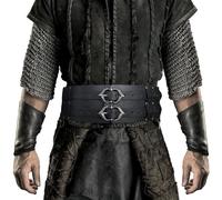 HiiFeuer Vikingo cinturón ancho, medieval de imitación de cuero armadura cinturón de corsé de caballero, LARP Halloween Costume (Negro)