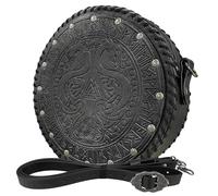 HiiFeuer Vikingo en Relieve Crossbody Bolsa, nórdicos de Cuero de imitación cinturón Bolsa Bolsa Satchel, Medieval Cosplay portátil Bolsa de Hombro(Negro A)