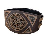 HiiFeuer Vikingo en relieve de cuero de imitación de la cintura de la armadura, la vendimia nórdica cinturón ancho, medieval Mercenario Caballero Corsé Cinturón de Ren Faire LARP/Halloween (Marrón A)